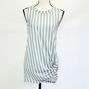 Love Fire Light Blue & White Striped Twist Side Sleeveless Top